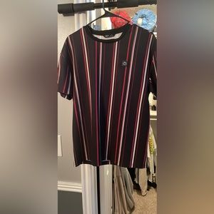 black and red striped tee